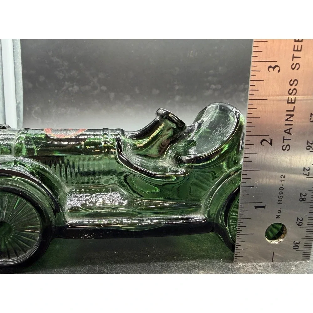 Vintage Avon Sterling Six Emerald Green Glass Car Decanter Bottle 1900s Roadster